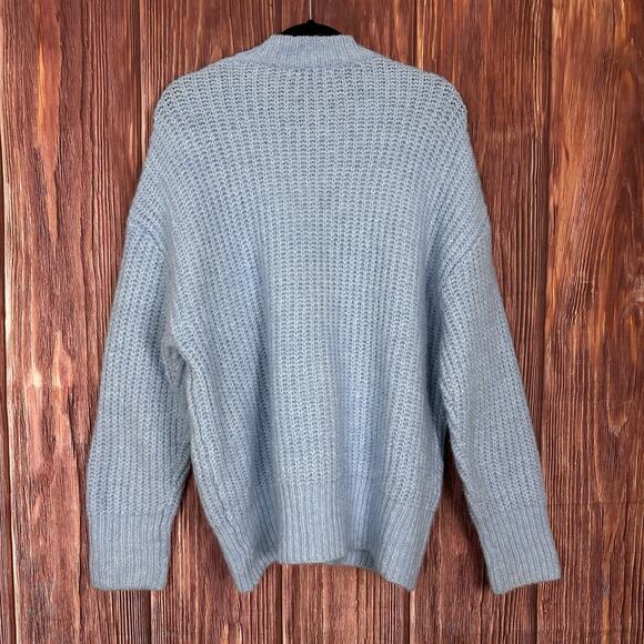 Zara Womens Chunky Knit Cardigan Light Blue Oversized Size Small S - Picture 4 of 5